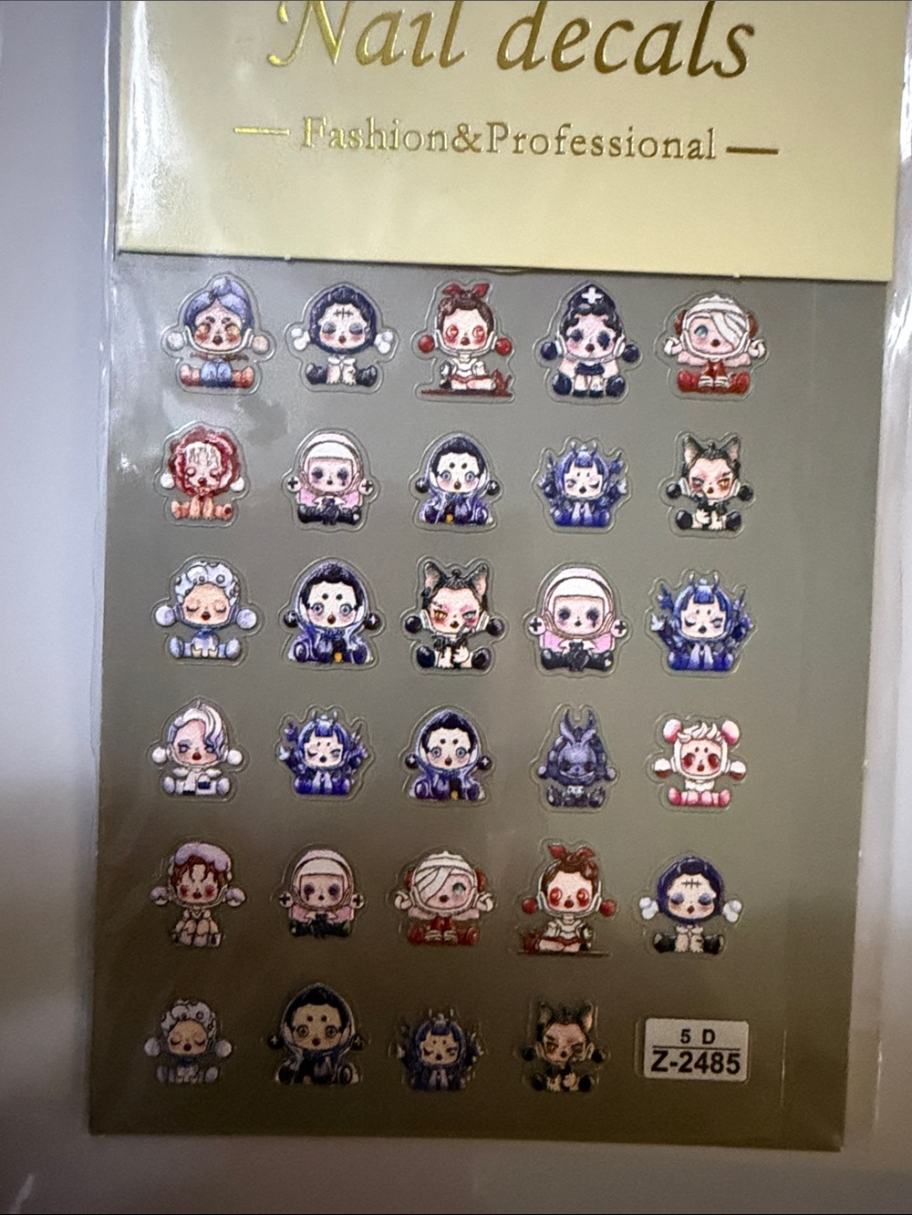 Cute Character Nail Decals - Multi Color Sheet
